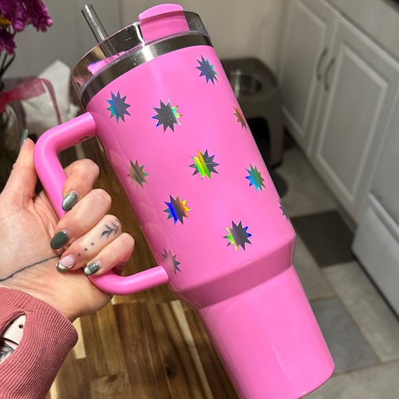 Stanley Pink Tumbler 40 oz with Starburst Design - Picture 2 of 3